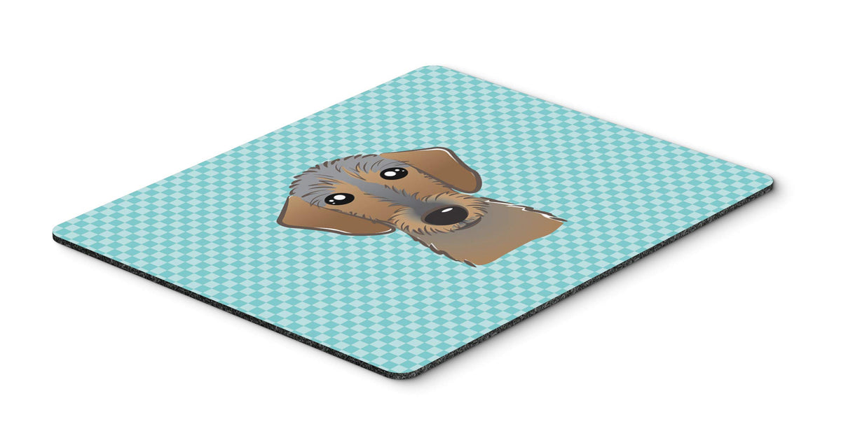 Caroline's Treasures BB1171MP Checkerboard Blue Wirehaired Dachshund Mouse Pad, Hot Pad or Trivet for Home Office Gaming Working Computers Laptop