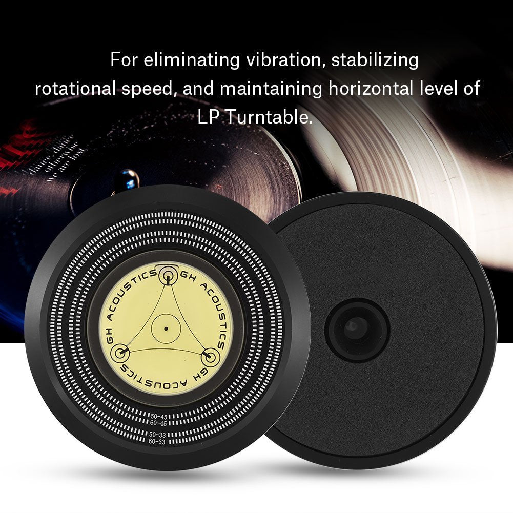 Aluminum Alloy LP Disc Record Stabilizer,Turntable Disc Record Stabilizer Clamp with High Precision Bubble,50Hz/60Hz LP Record Weight Stabilizer