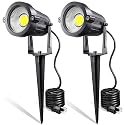 LEACOCO LED Landscape Lights,5W 120V AC Outdoor Pathway Garden Yard Spotlight,IP65 Waterproof Garden Flood Light,Outdoor Spotlight with Stake,UL Cord
