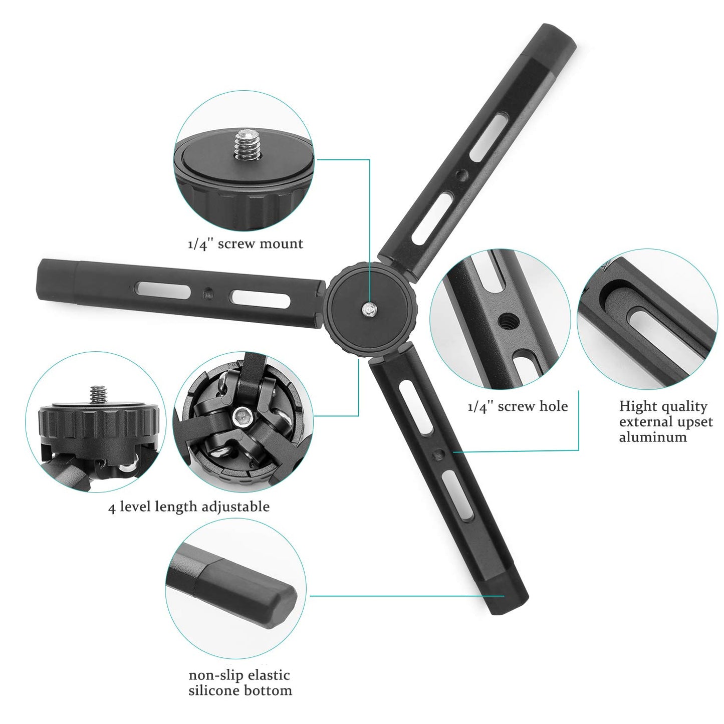 EaxanPic Aluminum Mini Tripod,Desktop Tabletop Stand Tripod for Zhiyun Smooth Q/4, Crane Plus/2, Osmo Mobile, Ronin-S, Vimble 2,Gimbal Handle Grip