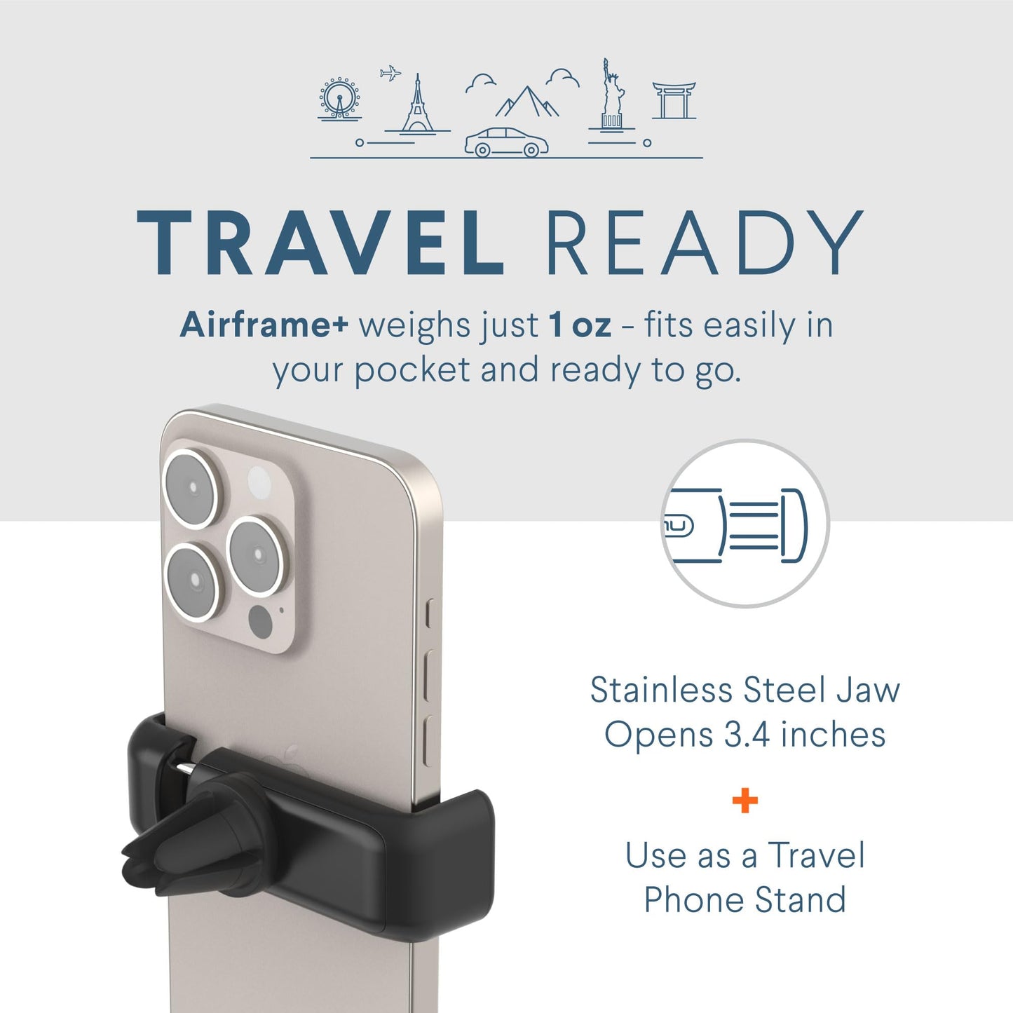 Kenu Airframe+, Air Vent Car Phone Holder Mount, Cell Phone Stand for Car, Expandable Grip & 360 Degree Pivot, Compatible with Latest iPhones