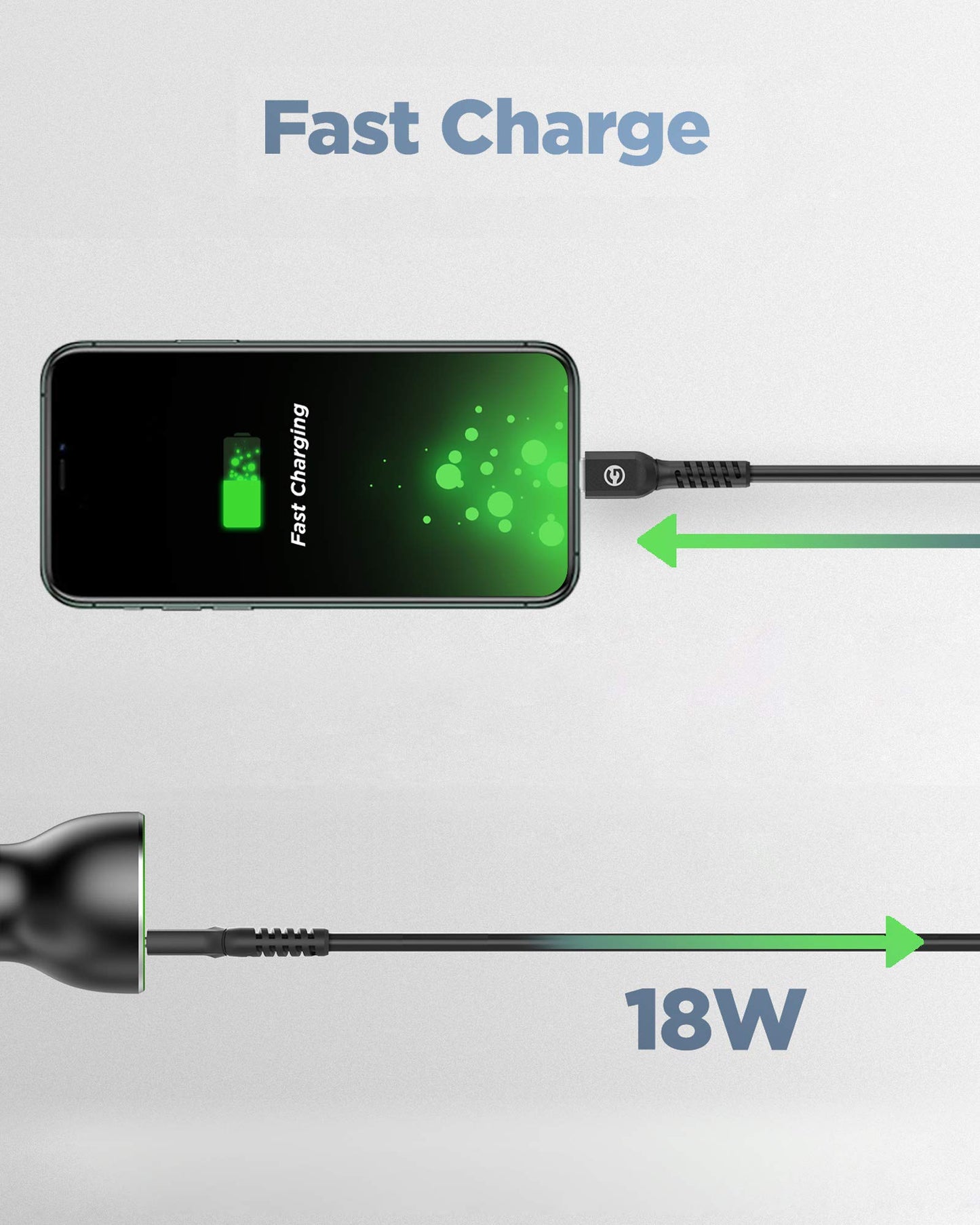 Galvanox iPhone Car Charger with Cable (Apple MFi Certified) 18W Ultra Fast Charging Power Adapter with 6ft Braided USB-C to Lighting Cord (Compatible