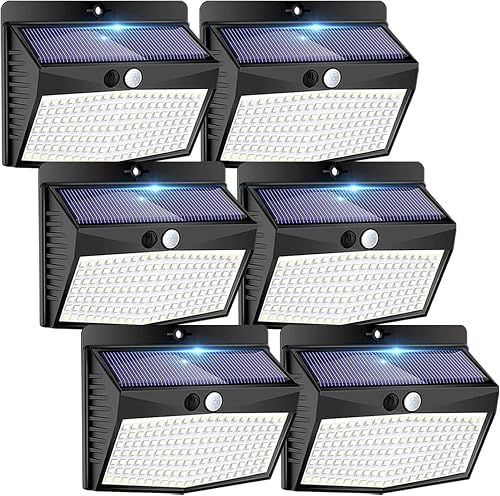 Peasur [6 Packs] Solar Lights Outdoor Motion Sensor Solar Security Lights Waterproof with 3 Lighting Modes Solar Powered Wall Lights Outside