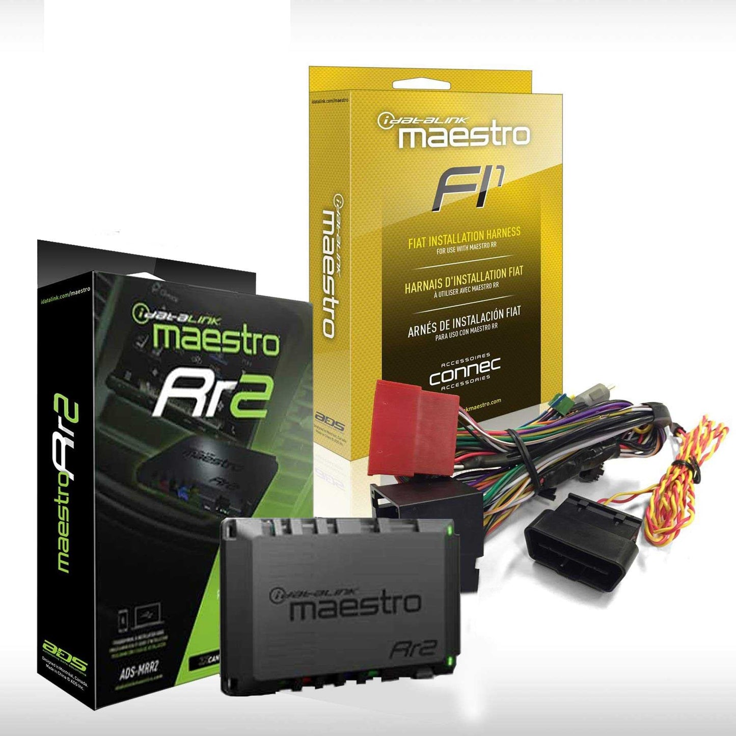 Maestro RR ADS-MRR2 Universal Radio Replacement & SWC Steering Wheel Interface + iDatalink HRN-RR-FI1 Integration Adapter fits Select 2012-up Fiat