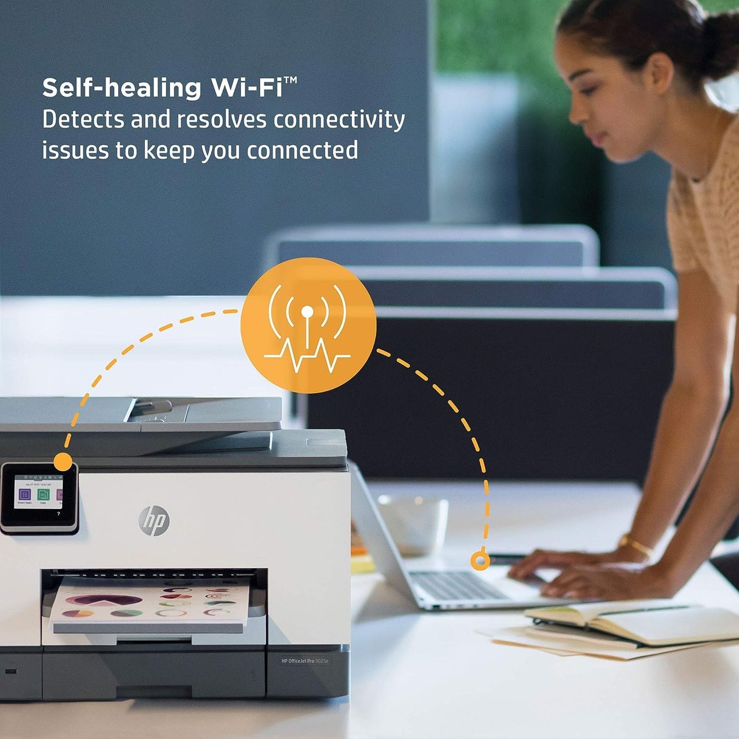 HP OfficeJet Pro 9025e Wireless Color All-in-One Printer with 6 Months Free Ink (1G5M0A) (Renewed Premium), Medium, Gray
