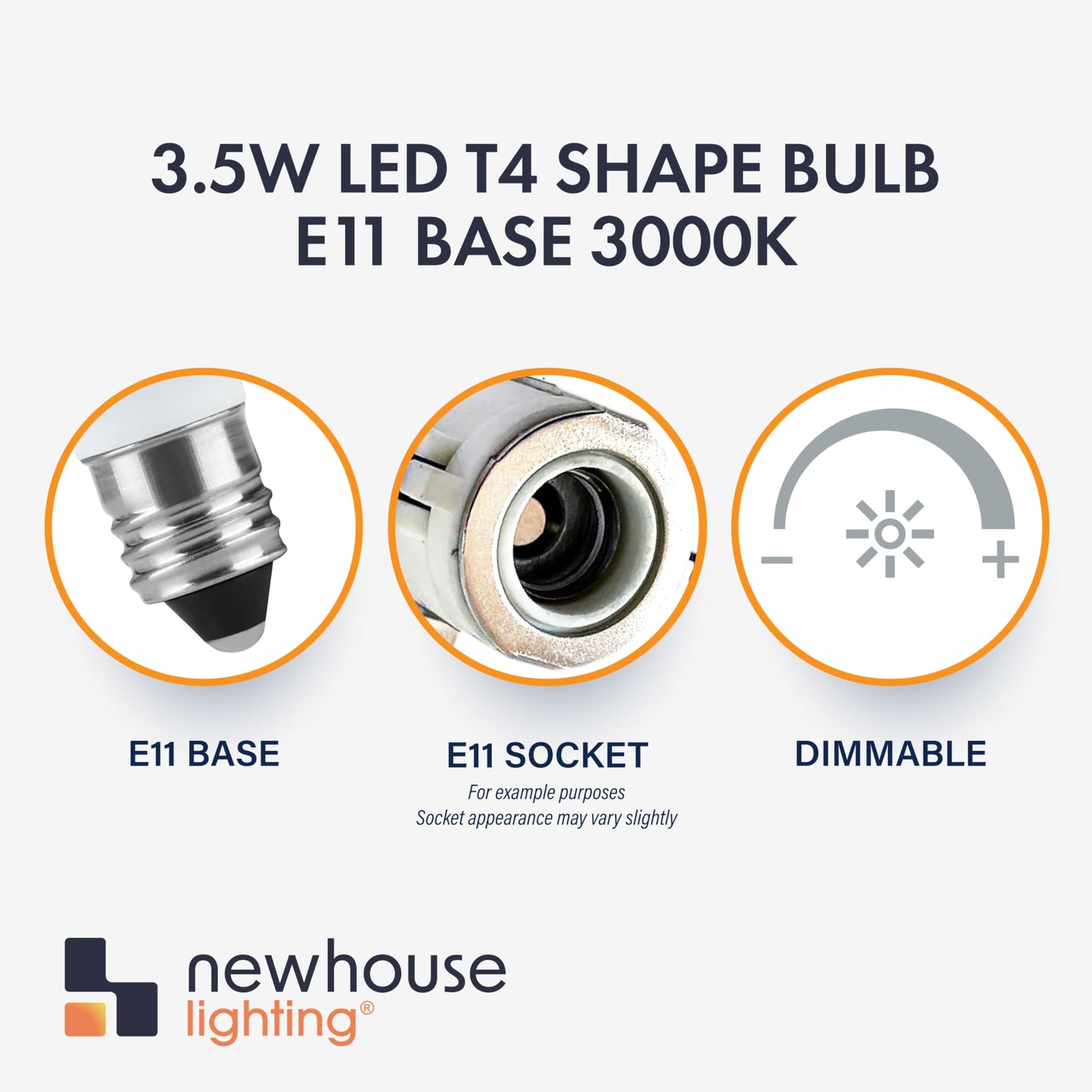 Newhouse Lighting 3.5w LED T4 Bulb E11 Base 3000k (4-Pack)