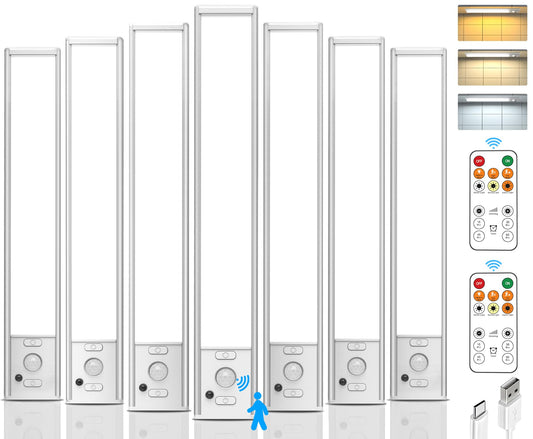 9inch Under Cabinet Lighting Wireless, Rechargeable Motion Sensor Indoor Light, 3 Color Temps & Dimmable Closet Lights with Remote, Magnetic Under
