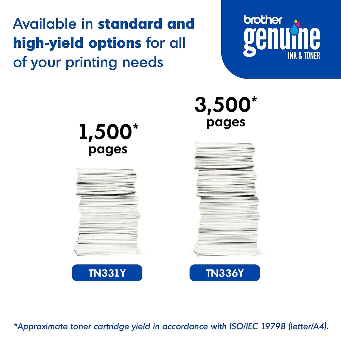 Brother Genuine Standard Yield Toner Cartridge, TN331Y, Replacement Yellow Toner, Page Yield Up to 1,500 Pages, Amazon Dash Replenishment Cartridge