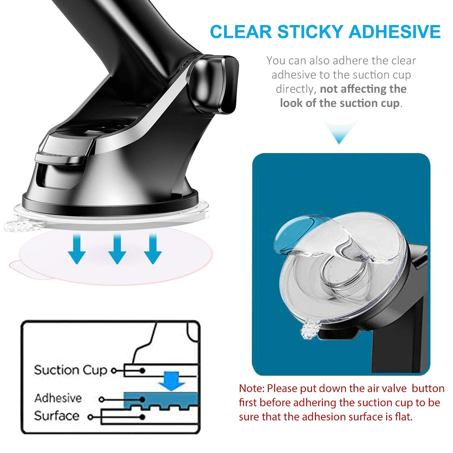 AZXYI 6 Pcs Clear Adhesive Replacement for Suction Cup Dashboard Phone Mount - Easy to Use, High Bond, Peels Off Without Leaving Residue