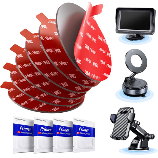 Adhesive Pad for Car Phone Mount: 6Pcs 2.76" Double Sided Tape Sticky Replacement for Dash Dashboard Windshield Suction Cup GPS Holder, 70mm Round