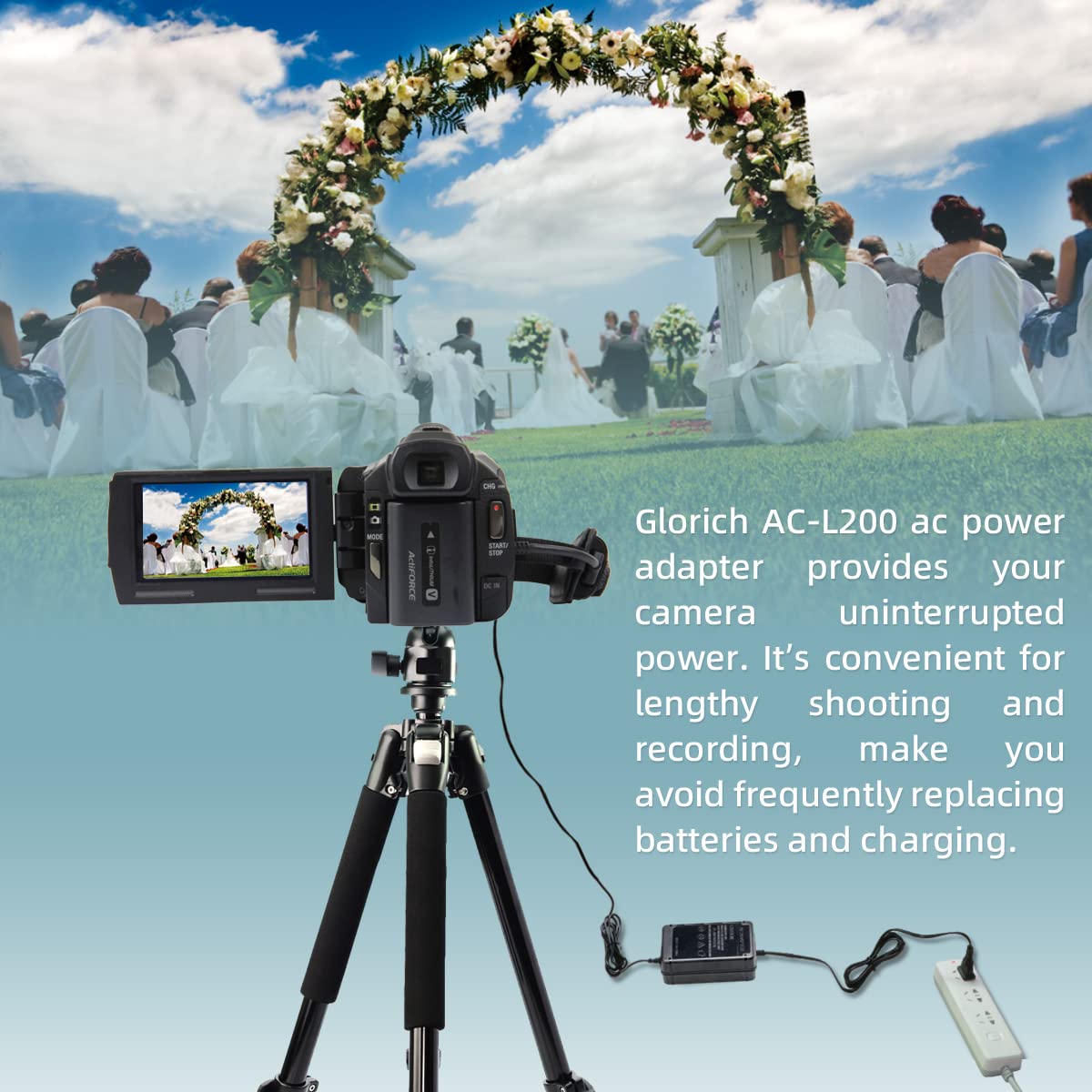 Glorich AC-L200 Replacement AC Power Adapter/Charger to Replace AC-L200 L200C L200D AC-L25 L25A L25B L25C for Sony Handycam DCR-HC40 PC109 SX85