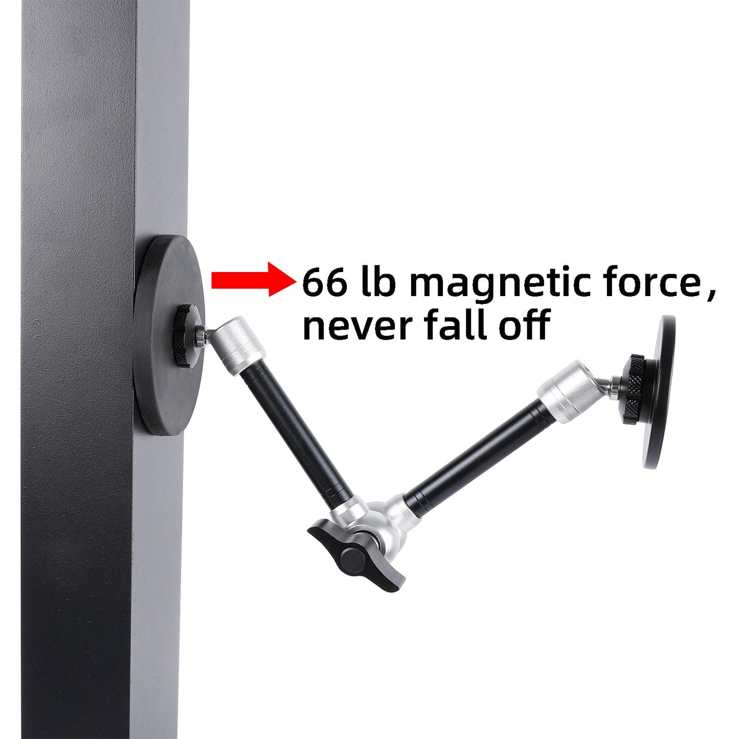 Dual Magnetic Phone Holder for Magsafe, Heavy Duty Phone Mount with 10" Long Magic Arm for Gym/Truck/Tractor/Forklift/Boat, Compatible with iPhone 16