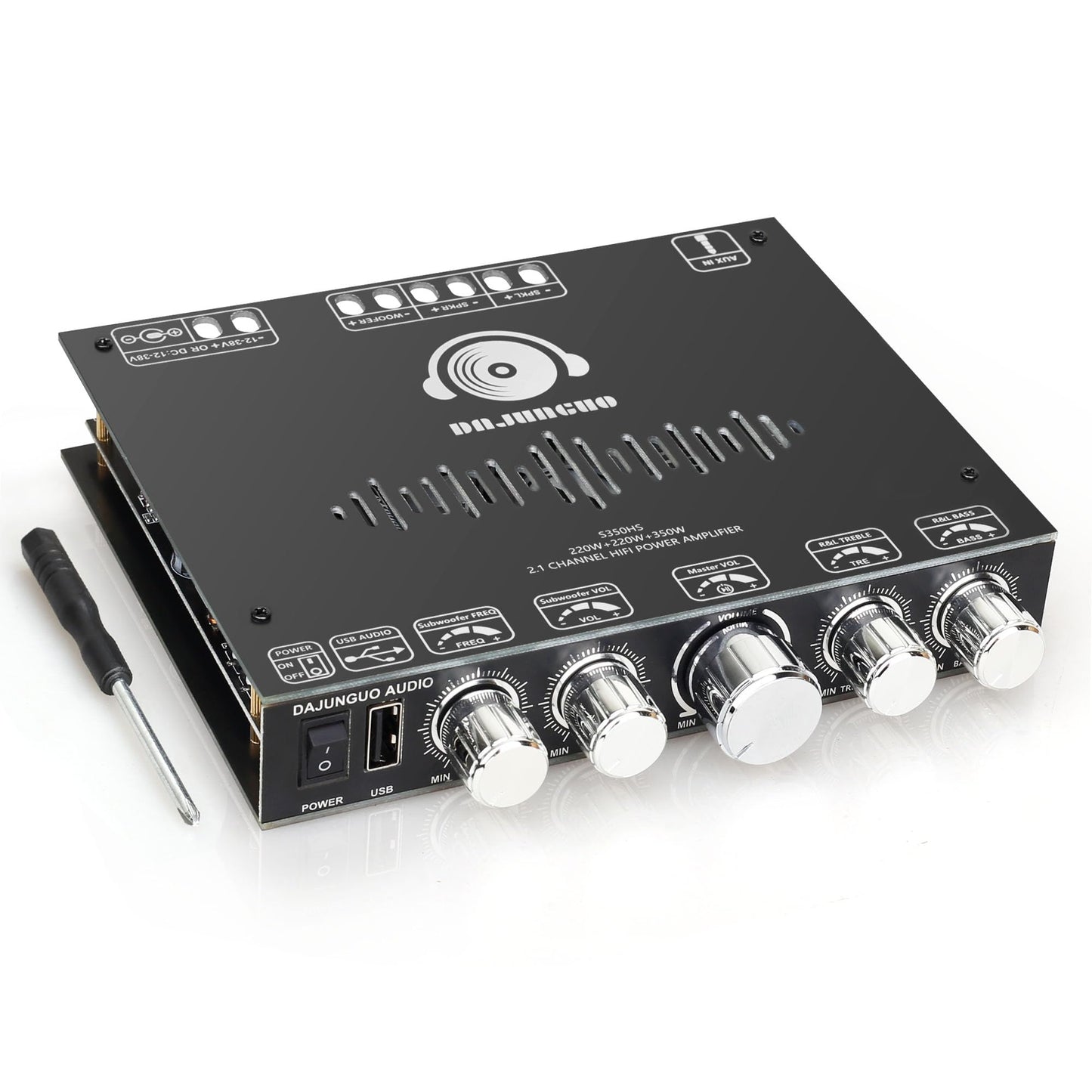S350HS TPA3251 Bluetooth Power Amplifier Board with Subwoofer 2.1 Channel 220W×2+350W, 12V-38V Audio Power Amplifier Module with Treble and Bass