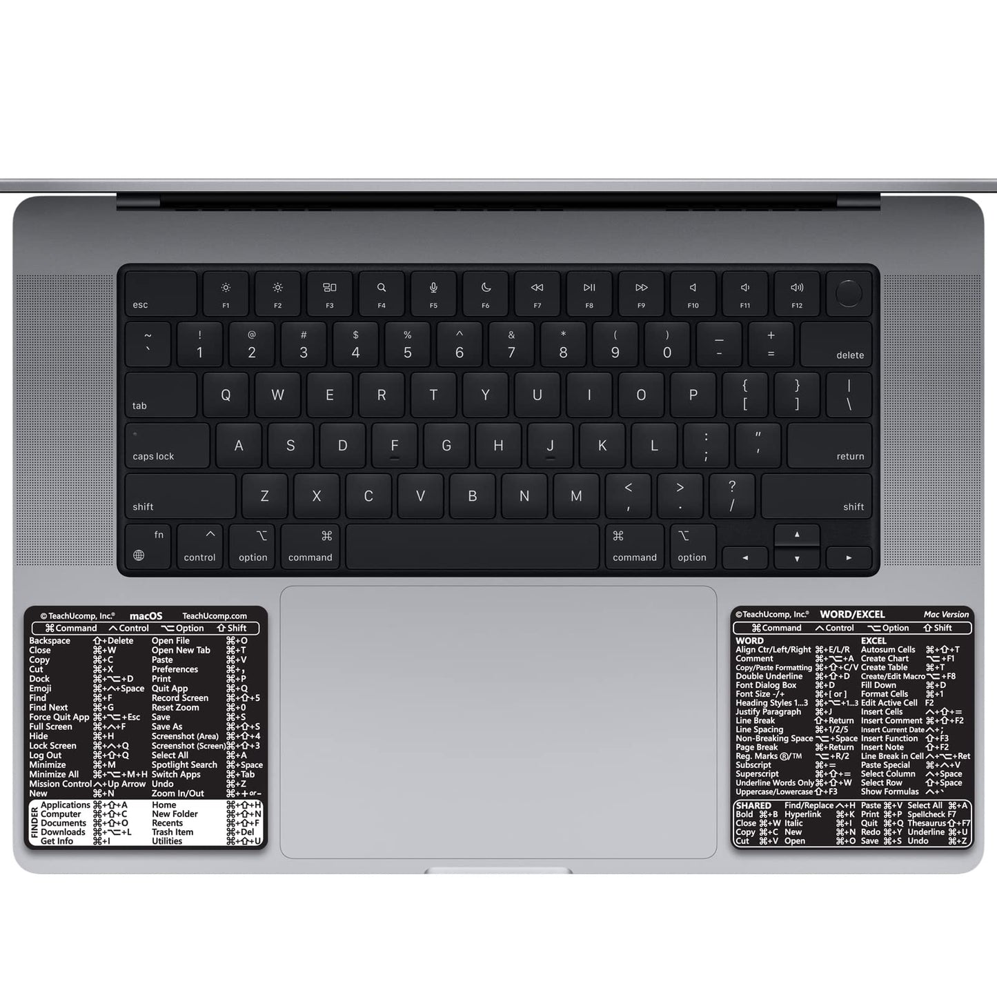 TEACHUCOMP Keyboard Shortcuts Sticker for Mac OS Plus Microsoft Word and Excel (for Mac/MacBook) Training Aid Cheat Sheet-Vinyl, Laminated, No-Residue