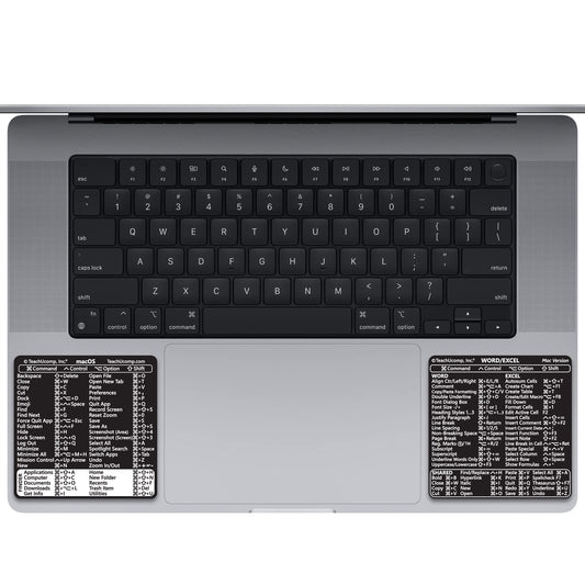 TEACHUCOMP Keyboard Shortcuts Sticker for Mac OS Plus Microsoft Word and Excel (for Mac/MacBook) Training Aid Cheat Sheet-Vinyl, Laminated, No-Residue