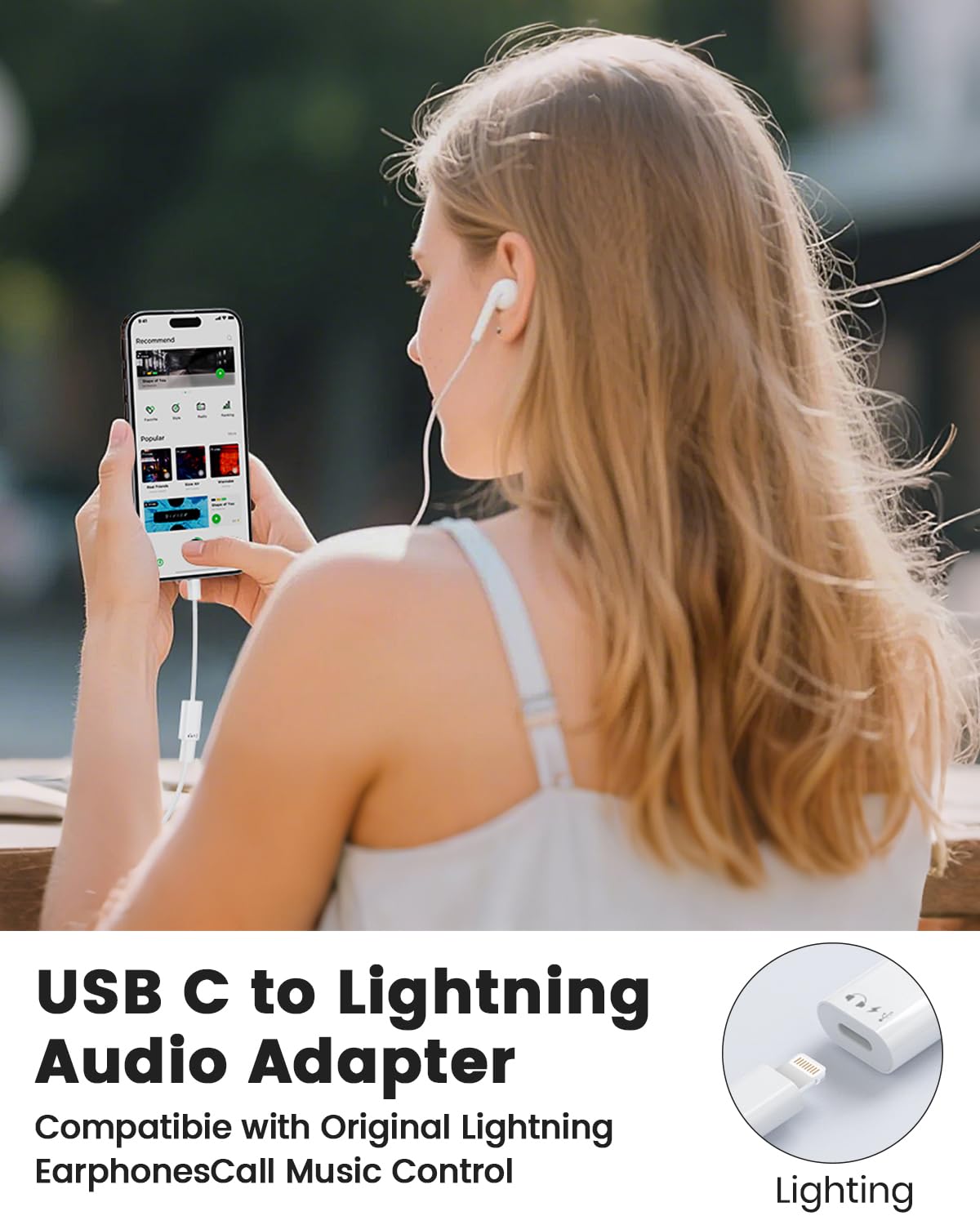 USB C to Lightning Audio & Charging Adapter, Type C to iPhone Converter for Earphones and Data Transfer, Lightning to USBC Adaptor Compatible