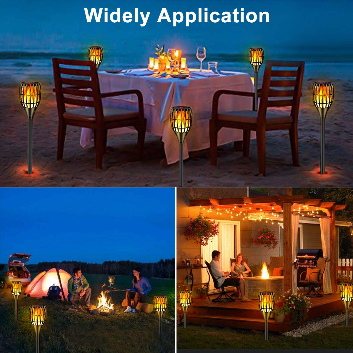 Ollivage Solar Lights Outdoor, 43" Flickering Flames Torch Light Solar Garden Lights Waterproof Landscape Lighting Dusk to Dawn Auto On/Off Security