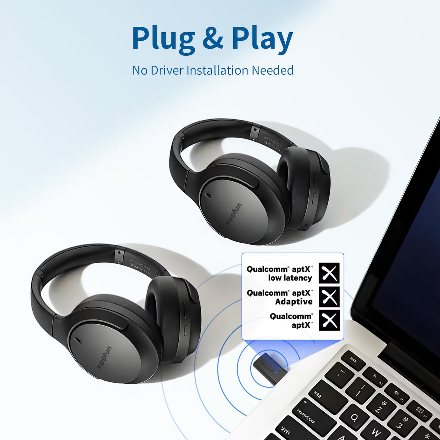 Bluetooth 5.3 Transmitter, APTX Adaptive APTX Low Latency Dual Device Connection,for PS5,PS4, Switch, PC, TV,Bluetooth Headphones (Plug Play)