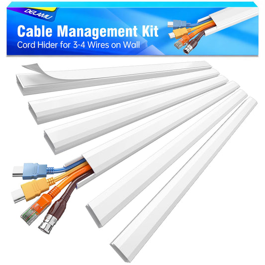 Delamu Cord Hider, Cord Covers for 3-4 Wires on Wall, Large Cable Hider Cable Management, Easy Set up Wire Hiders Wire Covers for Cords on Wall, TV