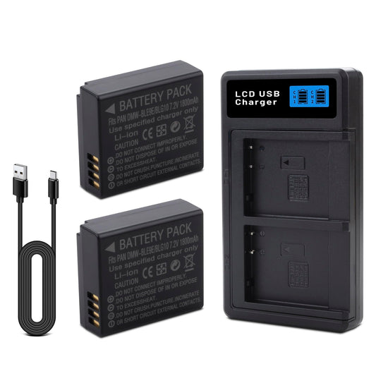 DMW-BLG10 DMW-BLG10PP DMW-BLE9 Battery 2 Pack Replacement Compatible for Panasonic DC-G100 DC-ZS80 DC-GX9 DC-LX100 II DC-ZS200 DC-ZS70 DMC-GX80