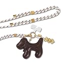 Sonix | Crossbody Phone Strap with Plush Animal Charm | Adjustable, Universal Cell Phone Rope Strap Lanyard | White Cord | Chocolate Dog