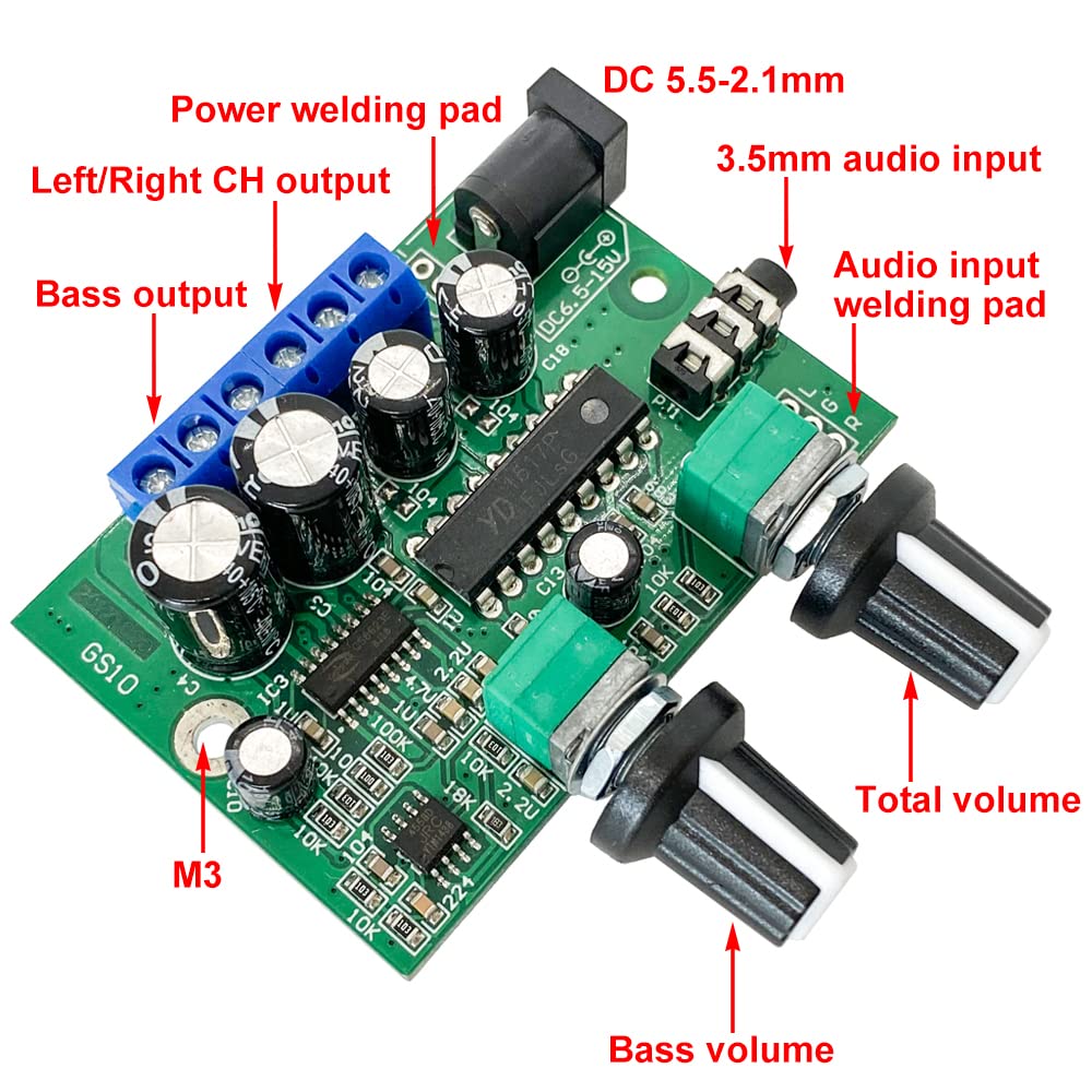Digital 2.1 Channel Subwoofer Amplifier Board 6W+6W+25W Pure Bass, Mini DC12V-15V TDA1517P HiFi Stereo Audio Power Amplifier Dual Channel Amp Module