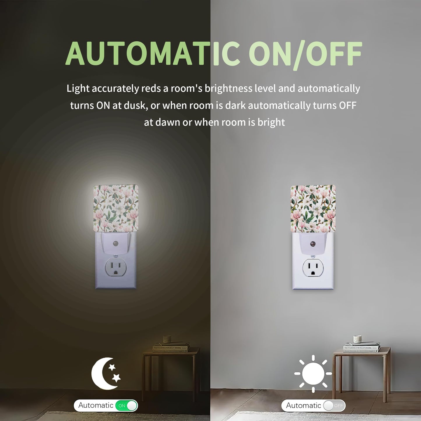 ZTHLL Summer Flower Night Light, Pink Nightlight Plug into Wall with Dusk to Dawn Sensor, LED Lamp Energy Saving Lights for Women Girls,Lamp