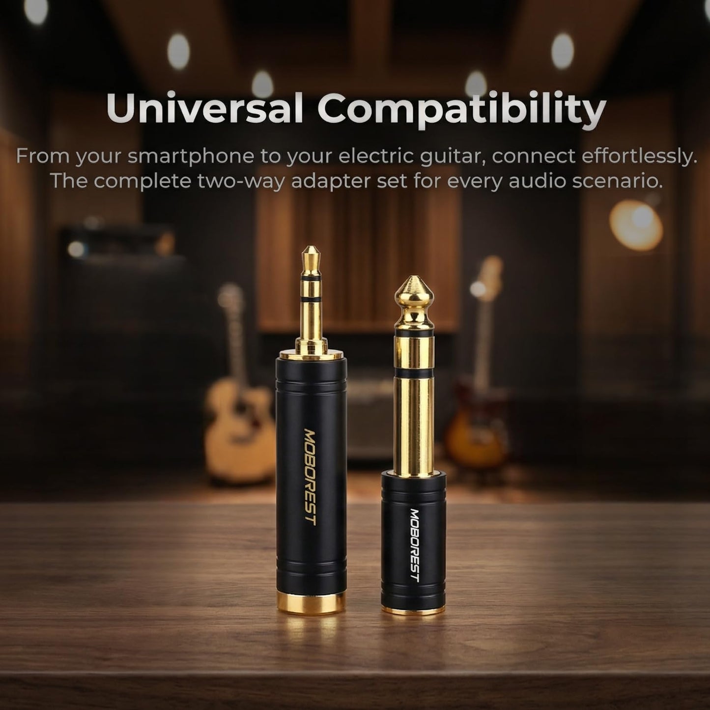 MOBOREST 3.5mm to 1/4 (6.35mm) Stereo Pure Copper Adapter, 1/8 Inch to 1/4 Inch Stereo Adapter, Can be Used Conversion Headphone adapte, amp adapte