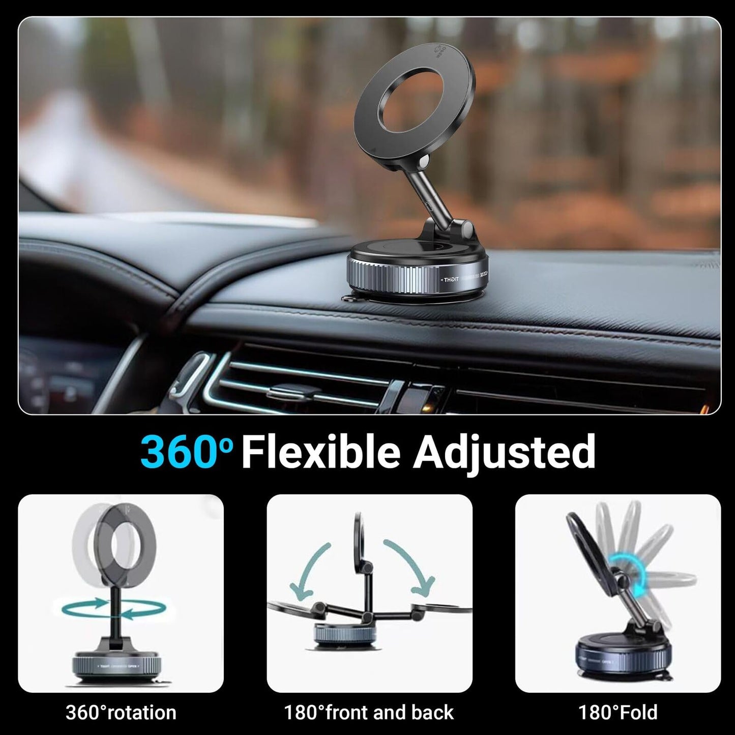 womkvai 2026 new Upgraded Vacuum Magnetic Car Phone Holder 360° Reinforced Ultra Suction Cup Phone Mount for MagSafe Cell Phone Holders for Your