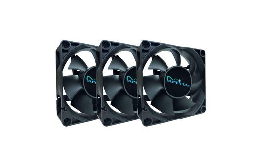 Apevia CF7025S-3 (3 Pk) 70mm x 70mm x25mm Black Case Fan W/4PIN Molex + 3PIN Motherboard Adapter
