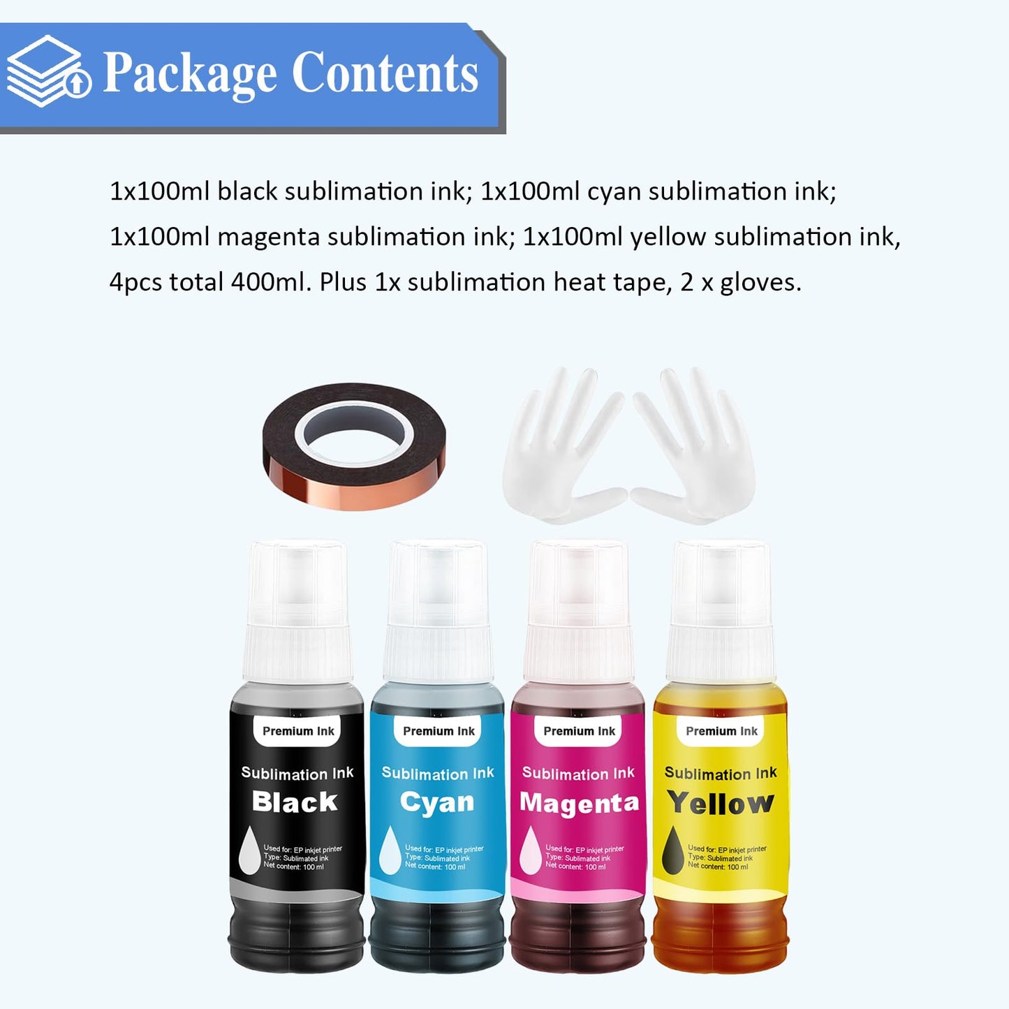 Sublimation Ink T522 Refilled Bottles Work with ET-2720 ET-2760 ET-2800 ET-15000 ET-2803 ET-2850 ET-3760 ET-4800 ET-4760 Inkjet Printer Heat Press