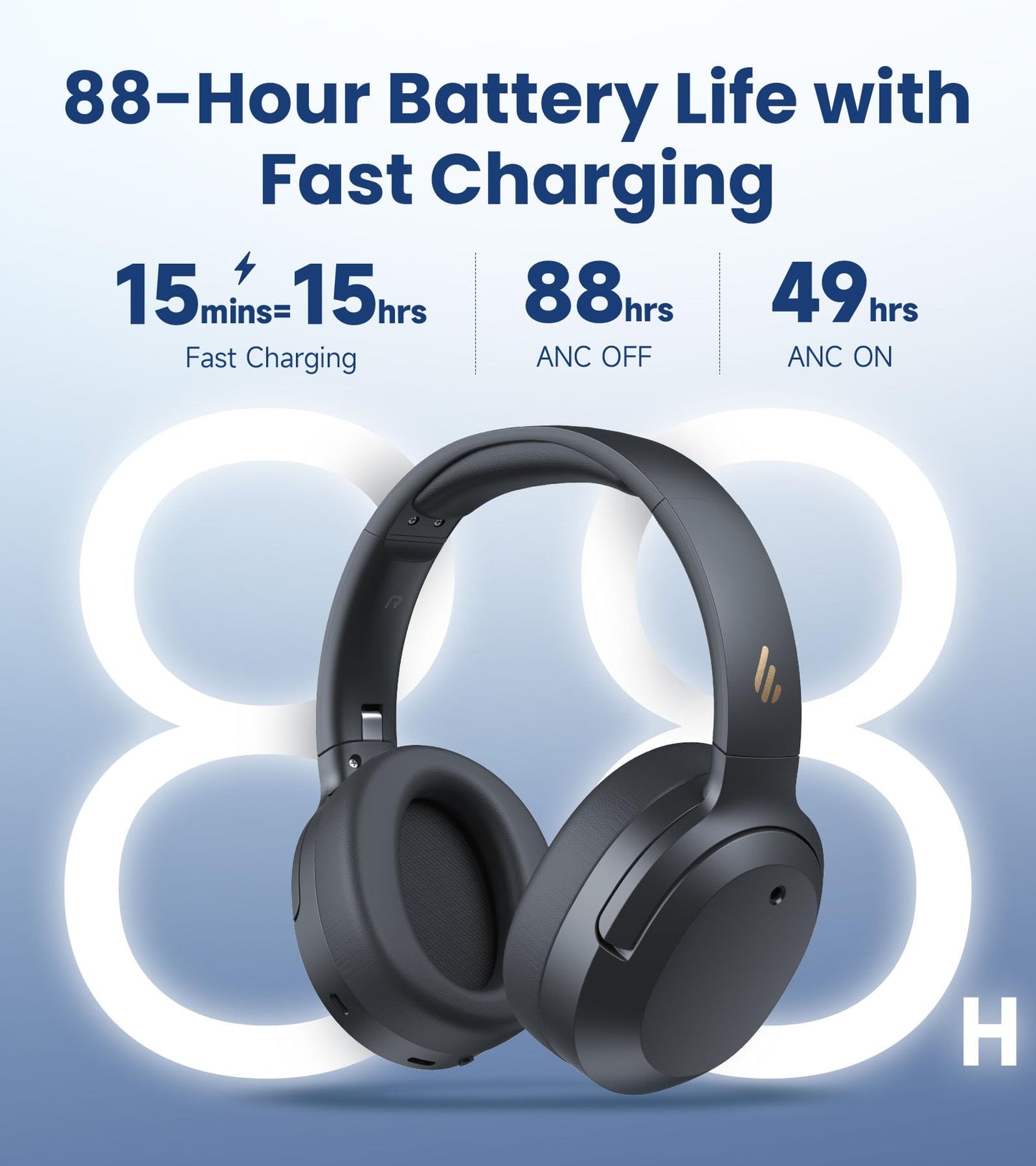 Edifier W820NB Plus Gen 2 Wireless Over-Ear Noise Cancelling Headphone, -49 dB ANC, LDAC Hi-Res Audio, 88H Playtime, Spatial Sound, AI Clear Calls…