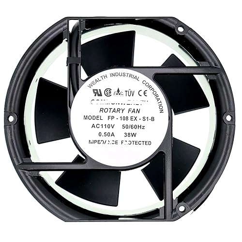 FP-108EX-S1-B 110V 50/60Hz Cooling Fan 38W 0.50A, 172×150×50mm Ball Bearing AC Fan