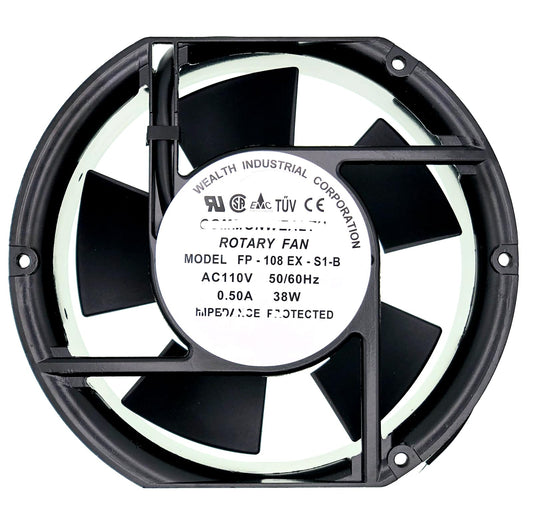 FP-108EX-S1-B 110V 50/60Hz Cooling Fan 38W 0.50A, 172×150×50mm Ball Bearing AC Fan