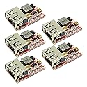 ALAMSCN DC-DC Buck Converter Car USB Charger Module 6-24V 12V 24V to 5V 3A Step Down Voltage Regulator Power Supply Module(Pack of 5) Red