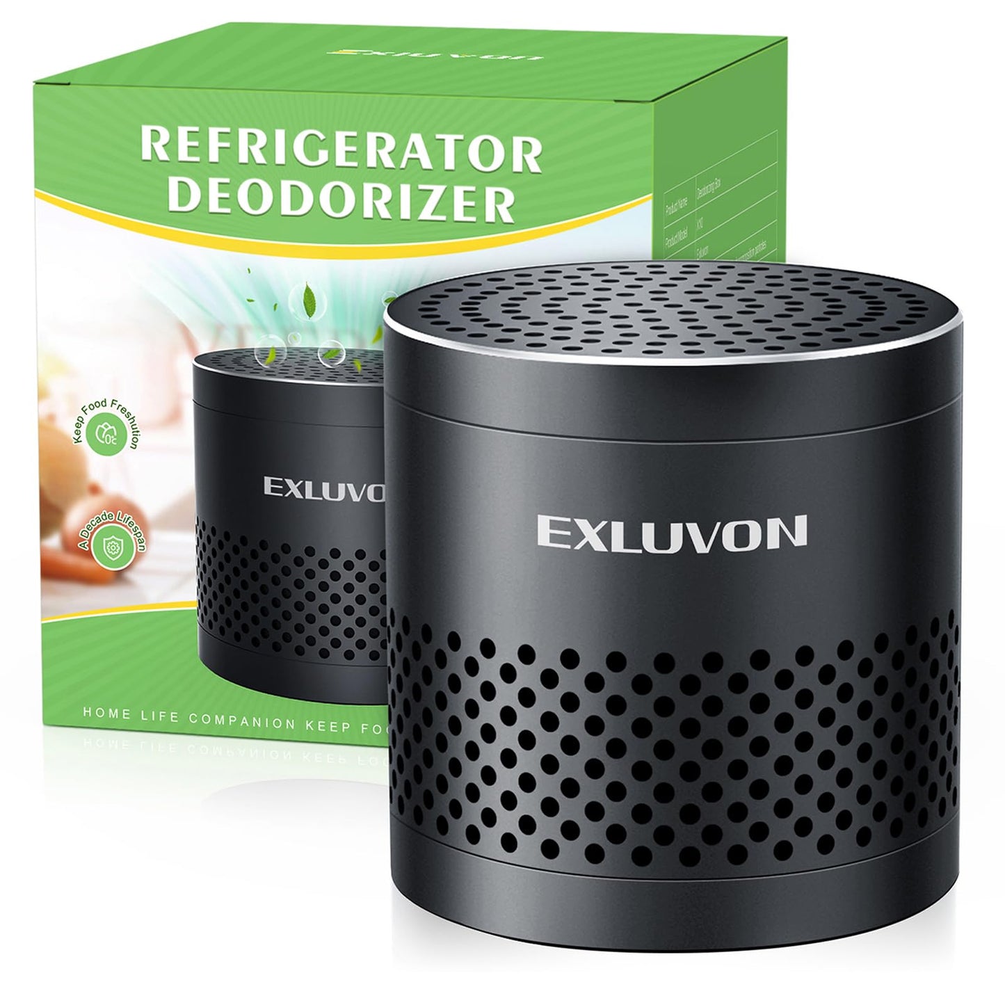 Exluvon Refrigerator Deodorizer, Black, Compact Reusable, Long Lasting