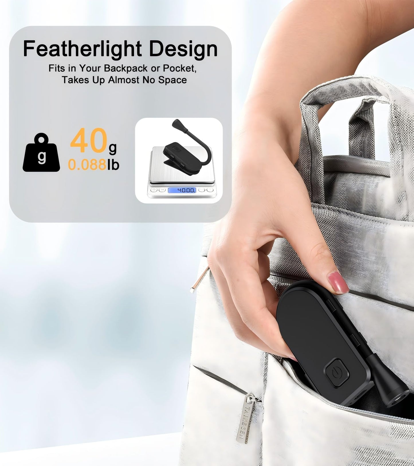 SURPOOTER Clip on Book Light, 3 Light Colors and stepless Brightness Adjustment, 360° Flexible, Small Lightweight Clip On Book Reading Light