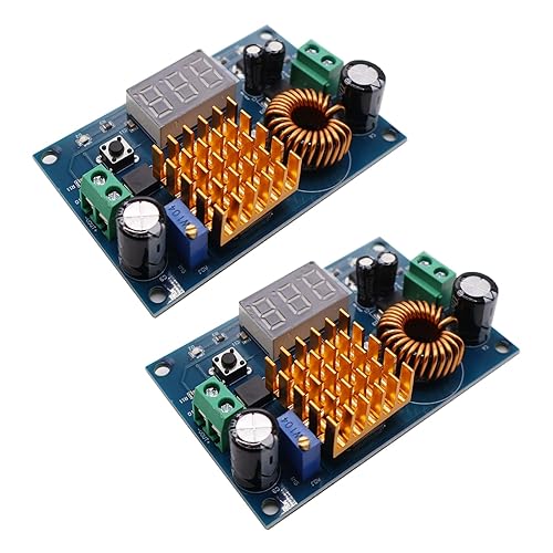 2Pcs DC Boost Converter 3V-35V to 5V-45V Voltage Regulator Adjustable Step Up Voltmeter Digital Display Module Output 5A Built-in Digital Voltmeter
