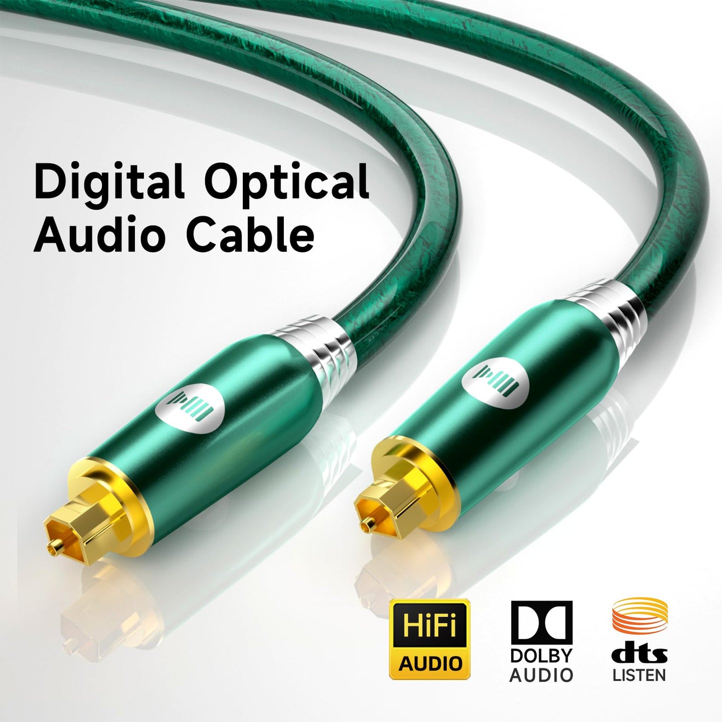 KAIBOER Digital Optical Audio Cable for Soundbar, TV, Home Theater, Audio System - 24K Gold-Plated, High-Fidelity Fiber Optic Cord for Crystal Clear