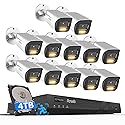 PANOOB 16 Channel Security Camera System 4TB HDD, H.265 12PCS 5MP PoE Commercial IP Bullet Camera, Smart Color Night Vision, 2 Way Audio Talking, AI