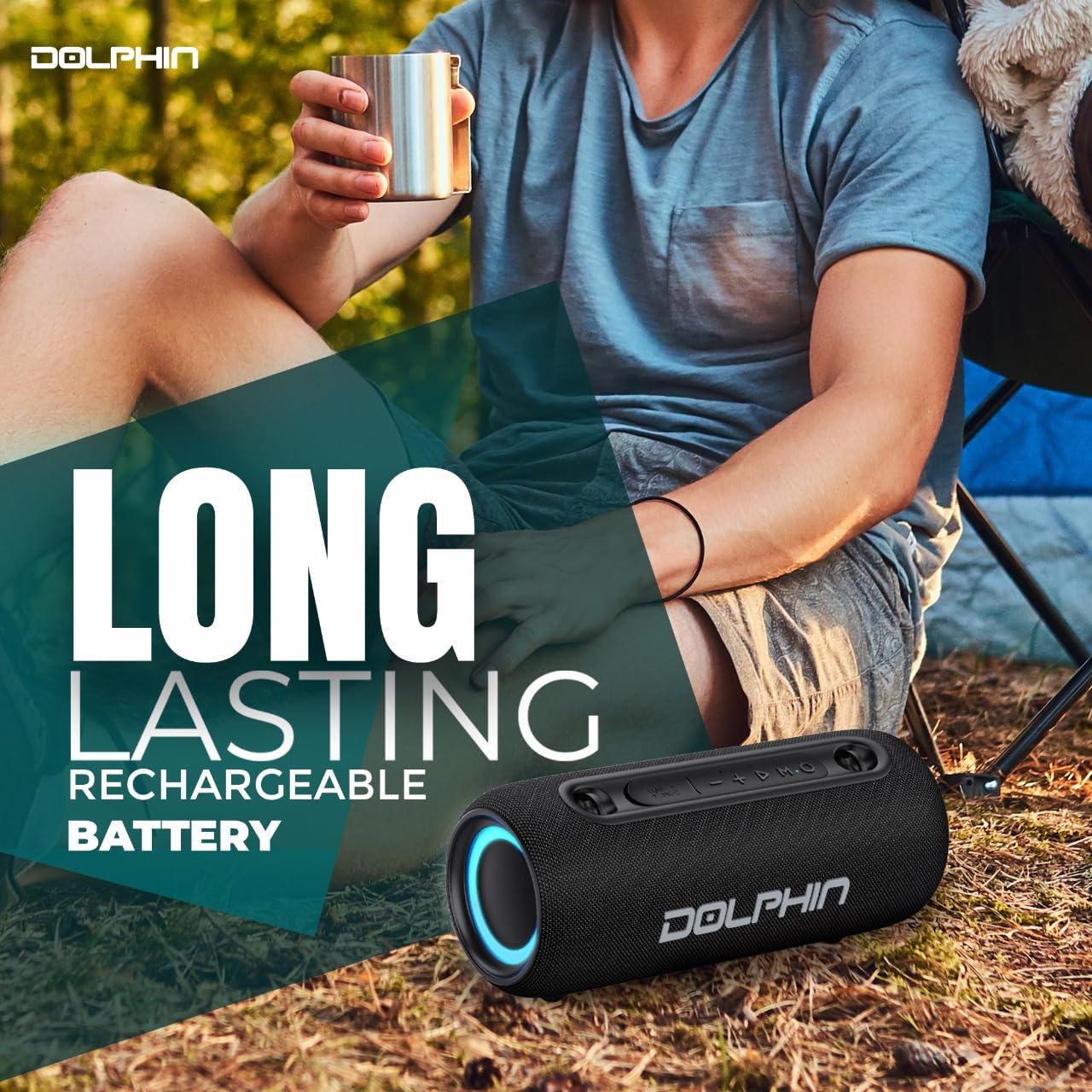 Dolphin Waterproof Bluetooth Speaker, 26W Loud with Bass Portable Boombox, Water Resistant IPX5, Long-Lasting Battery