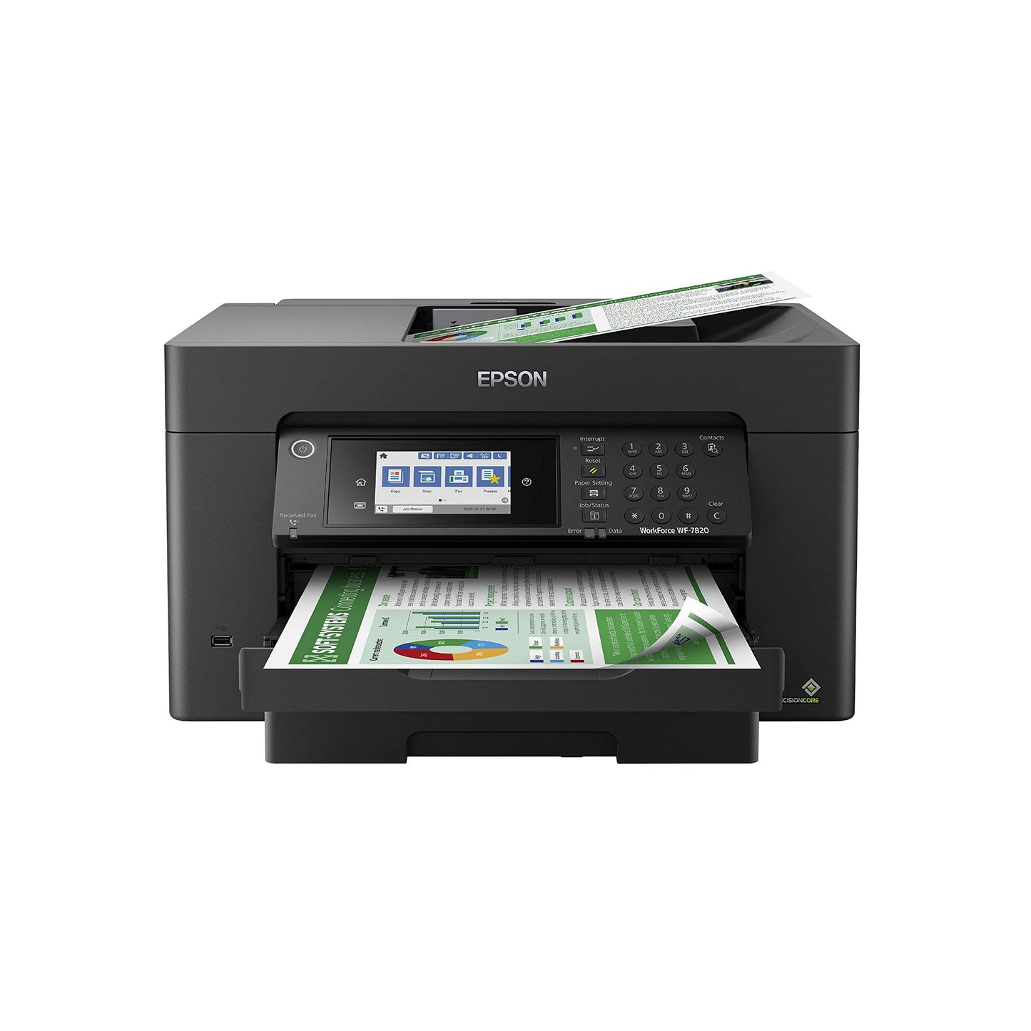 Epson Workforce Pro WF-7820 Wireless Duplex All-in-One Wide-Format Printer, Copier, Scanner, and Fax with 50 Page ADF, 250 Sheet Paper Capacity