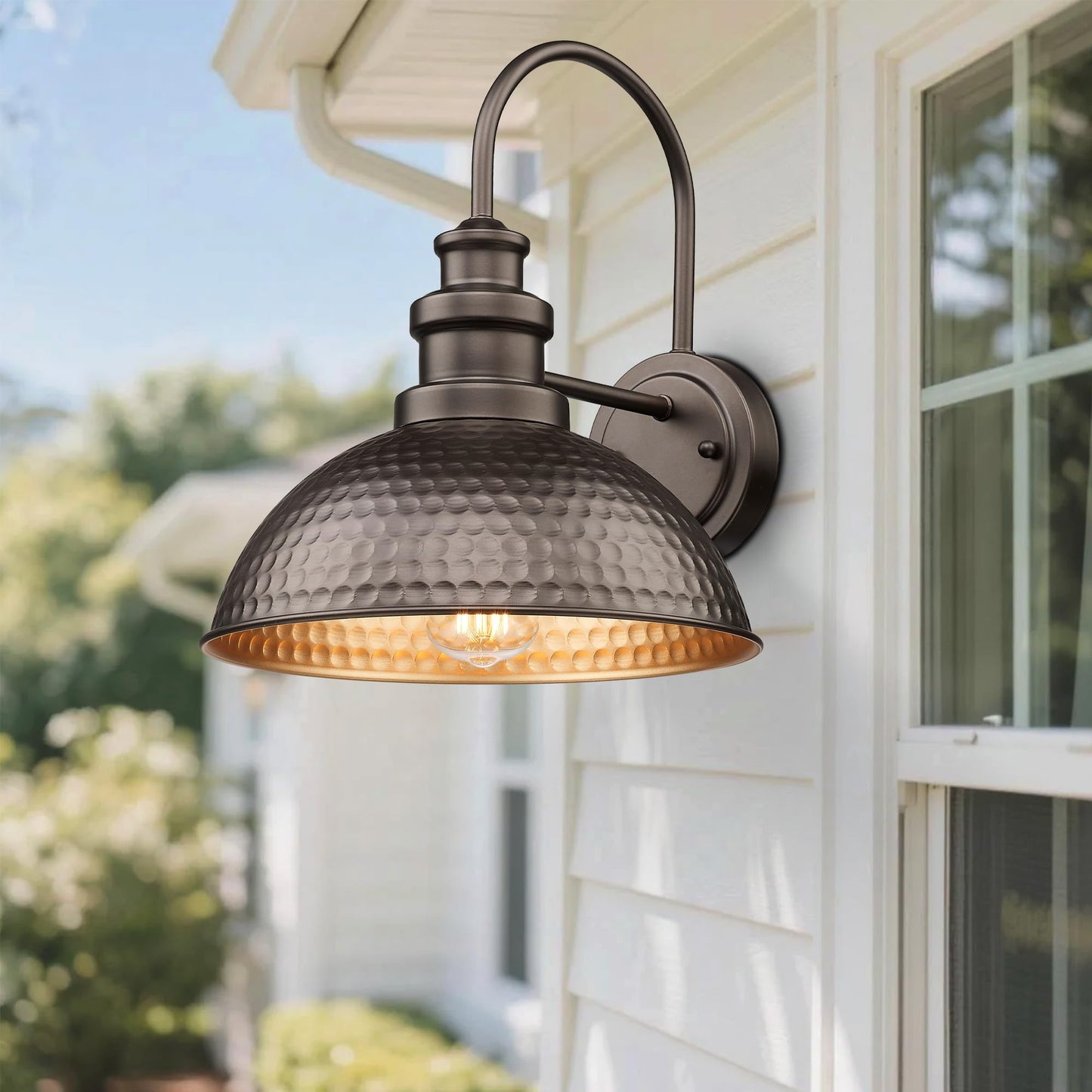 Outdoor Barn Light Fixture, 11.5” Farmhouse Exterior Wall Sconce, Industrial Wall Mount Porch Light, Weather Resistant Outside Lighting for Patio