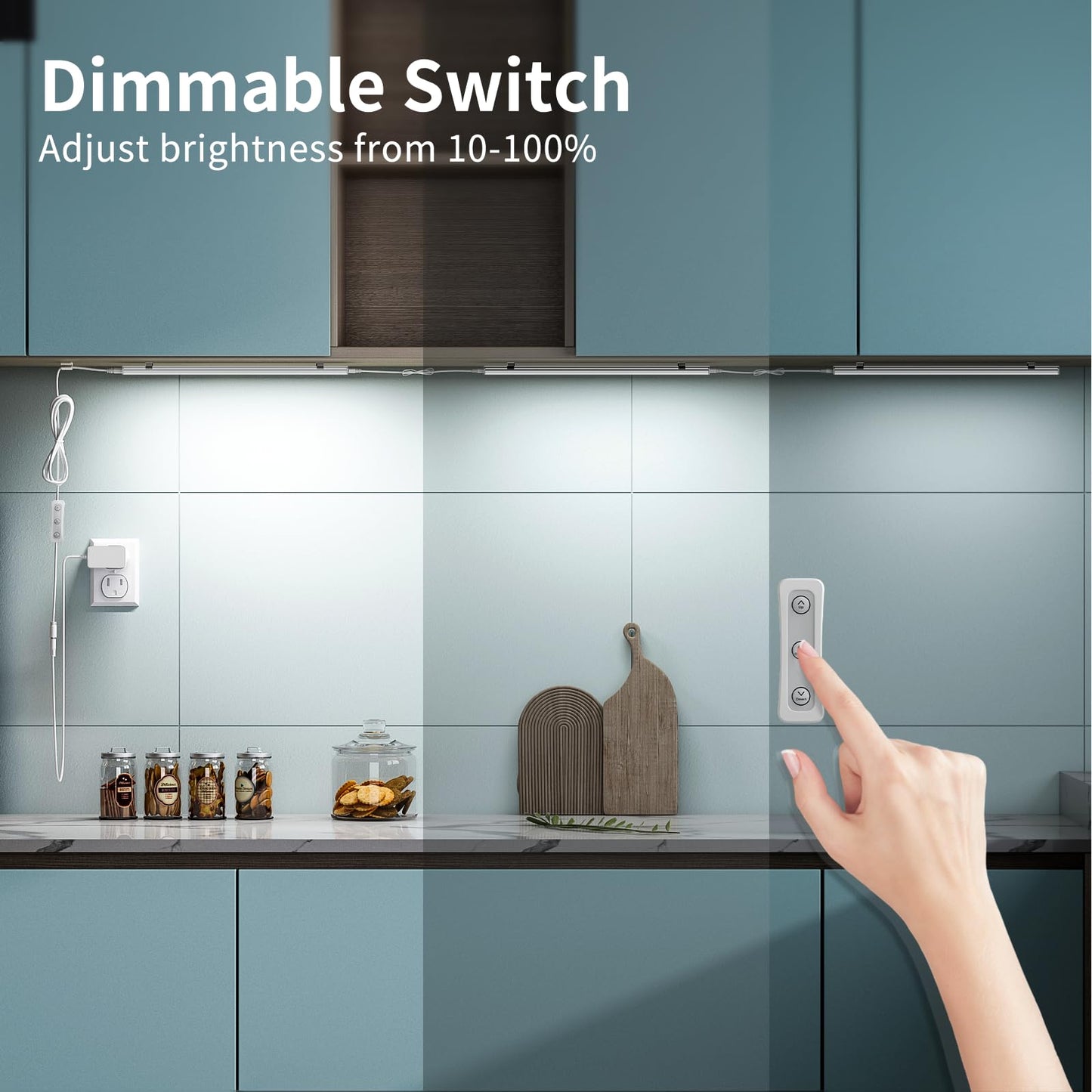 ASOKO Under Cabinet Led Light Plug in, Dimmable Daylight White 4500K, 3 Pack 12 inch Linkable Led Under Counter Lights for Kitchen, Shelf, Workbench