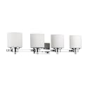 Chloe Lighting CH821036CM33-BL4 Contemporary 4 Light Chrome Finish Bath Vanity Wall Fixture Alabaster Glass, 33" Wide, White