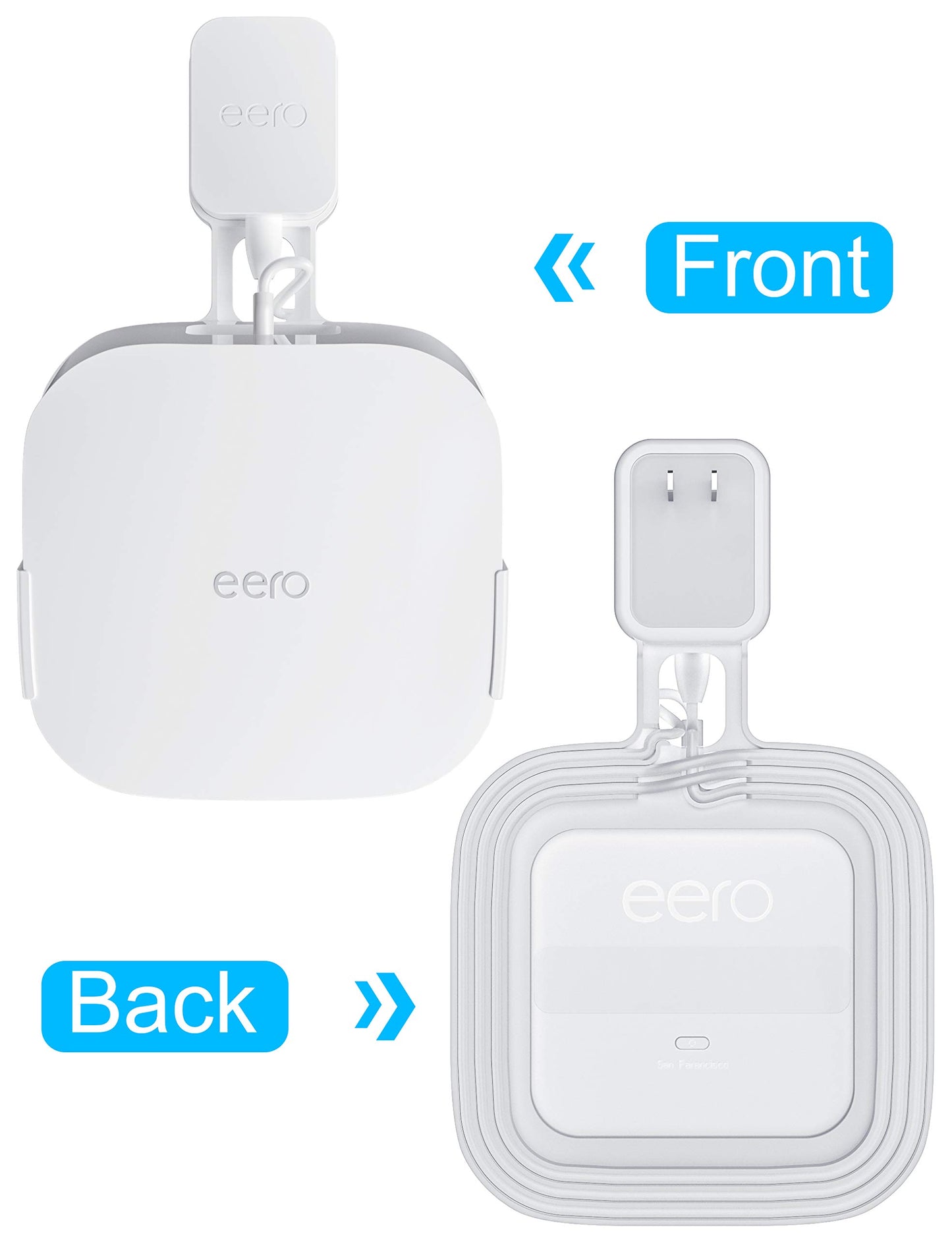 COOLWUFAN Wall Mount Holder for eero Pro 6/6E Home WiFi System - Simple and Sturdy Stand Bracket for Tri-Band Mesh Wi-Fi 6 System (White, 3 Pack)