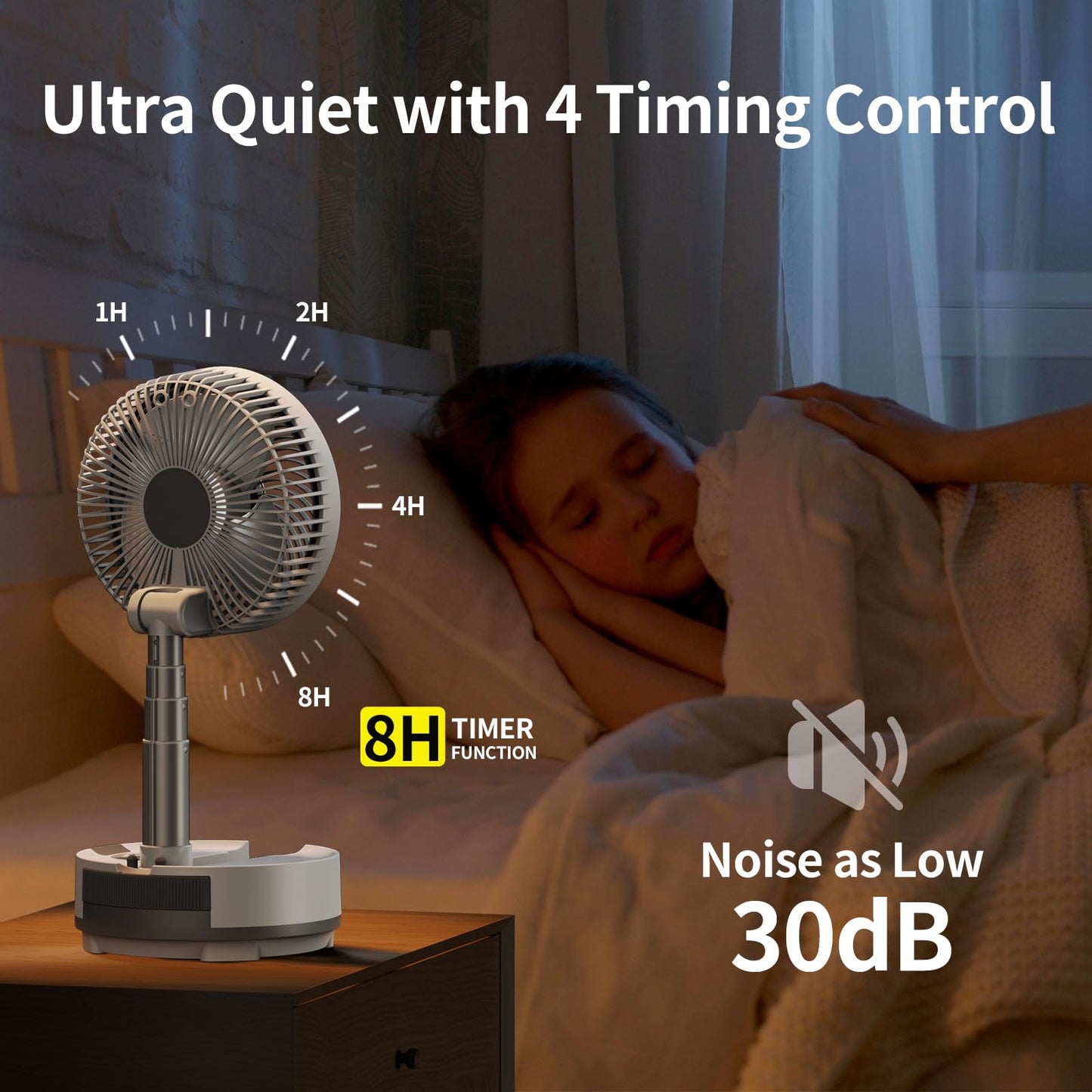 Socool 20000mAh Portable Fan Foldable Wireless Battery Rechargeable with 8-Speed & 112H, 90° Osciliating Floor Standing Fan Remote, Desk Fan with 8H