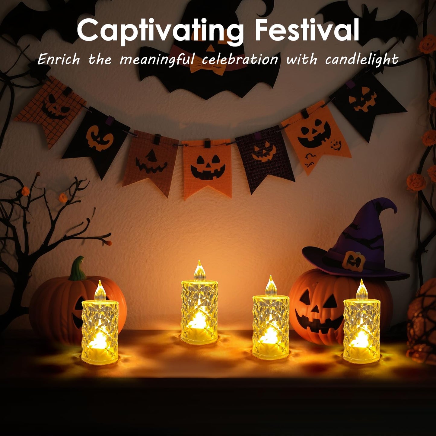 Aloelcap 24pcs Flashing Battery Powered LED Votive Tea Candles, Realistic Electronic Fake Candles for Birthday Gifts for Women Mom Grandma Mother's