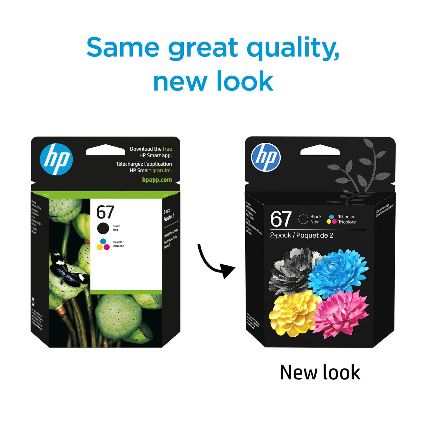 HP 67 Black/Tri-Color Ink Cartridges (2-Pack) | Works with DeskJet 1255, 2700, 4100, Envy 6000, 6400 | Instant Ink Eligible | 3YP29AN | Packaging May