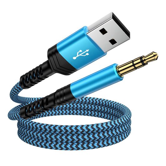 CIQILY USB A to 3.5mm Audio Aux Cable,Braided 3FT USB Male to AUX Male Jack Adapter TRS Stereo Audio Cord for Speaker Headphones PC Laptop Windows